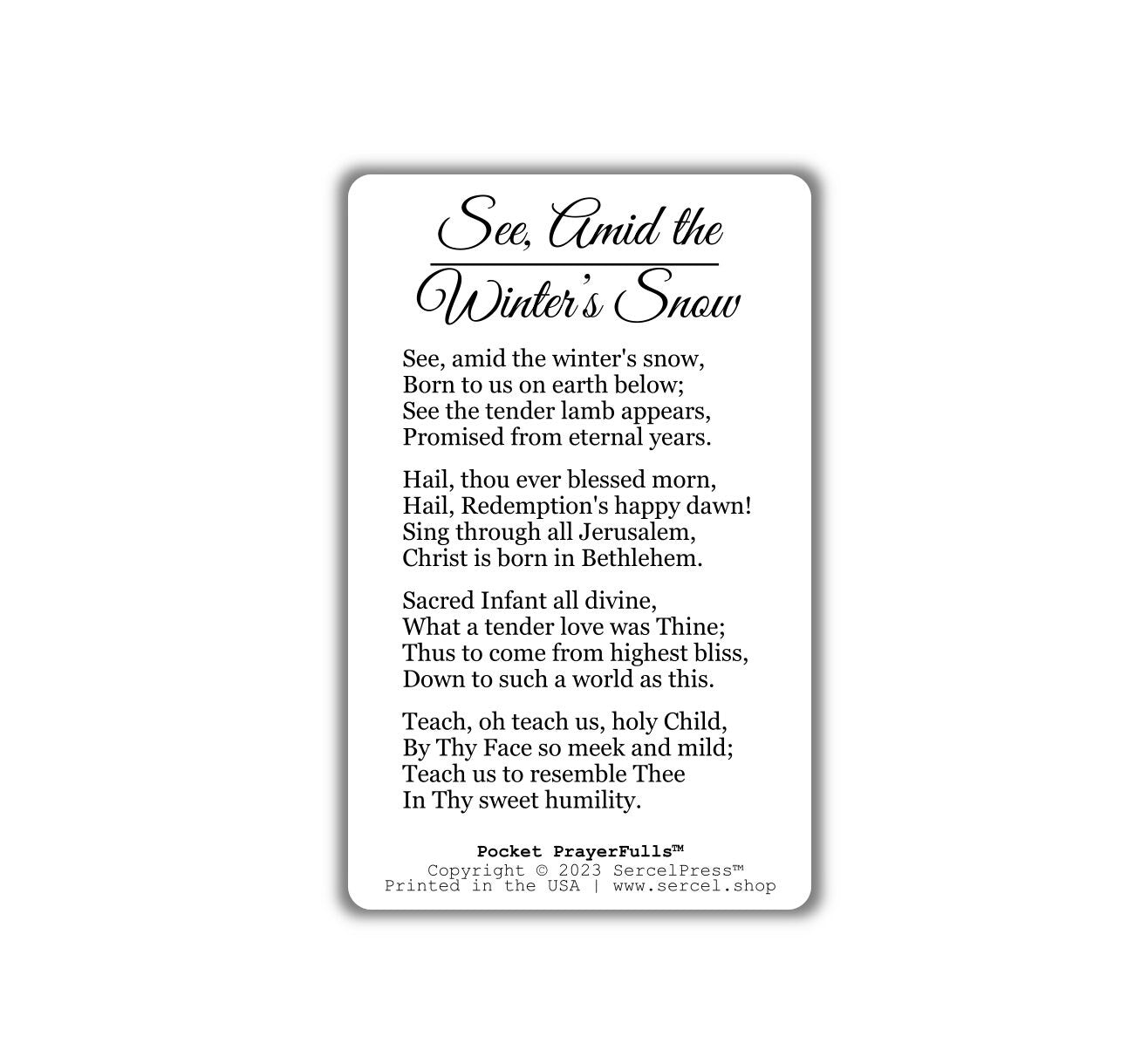 See, Amid the Winter’s Snow: Pocket PrayerFulls™ | Durable Wallet Prayer Cards | Advent, Christmas, Nativity Gift
