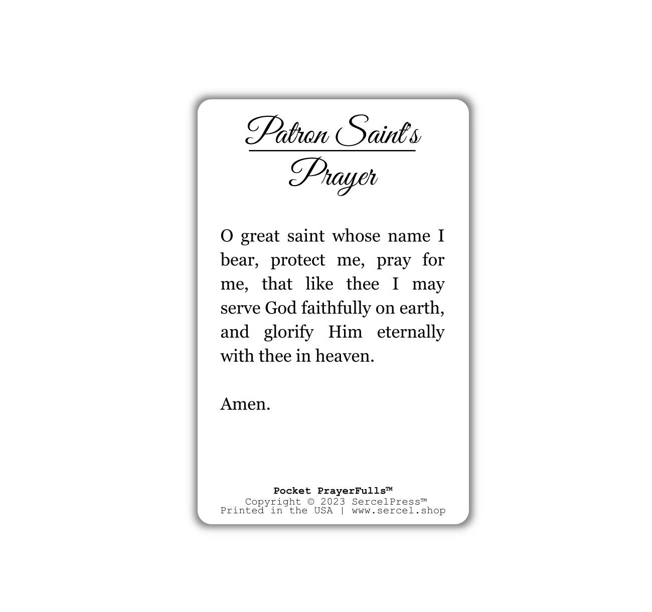 Patron Saint's Prayer: Pocket PrayerFulls™ | Durable Wallet Prayer Cards | Catholic Prayer