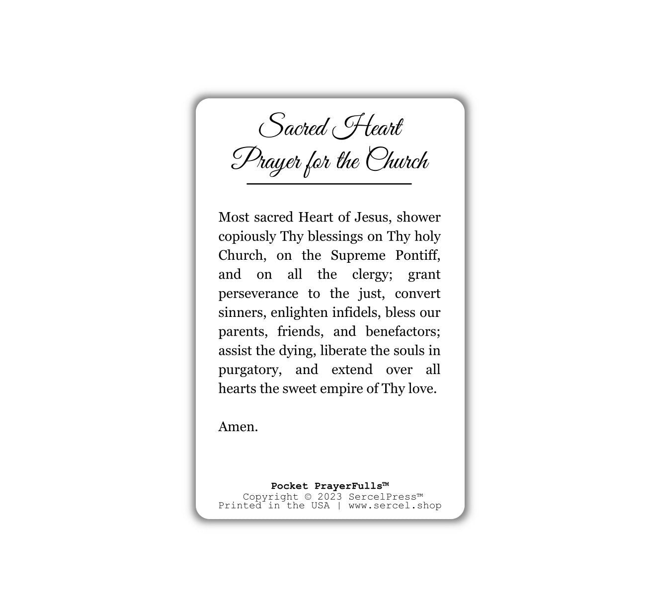 Sacred Heart Prayer for the Church: Pocket PrayerFulls™ | Durable Wallet Prayer Cards | Catholic Prayers