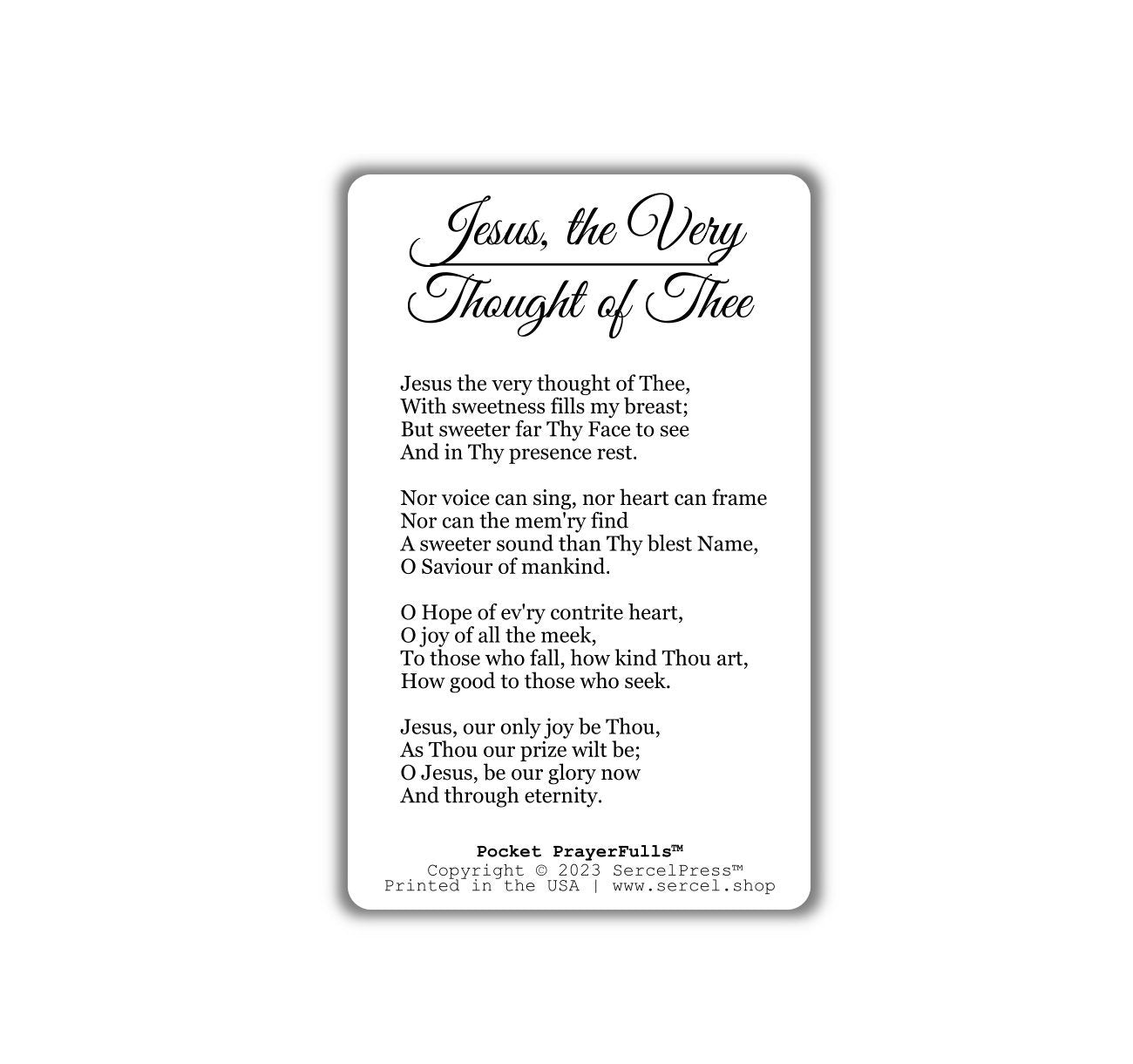 Jesus, the Very Thought of Thee: Pocket PrayerFulls™ | Durable Wallet Prayer Cards | Catholic Hymns