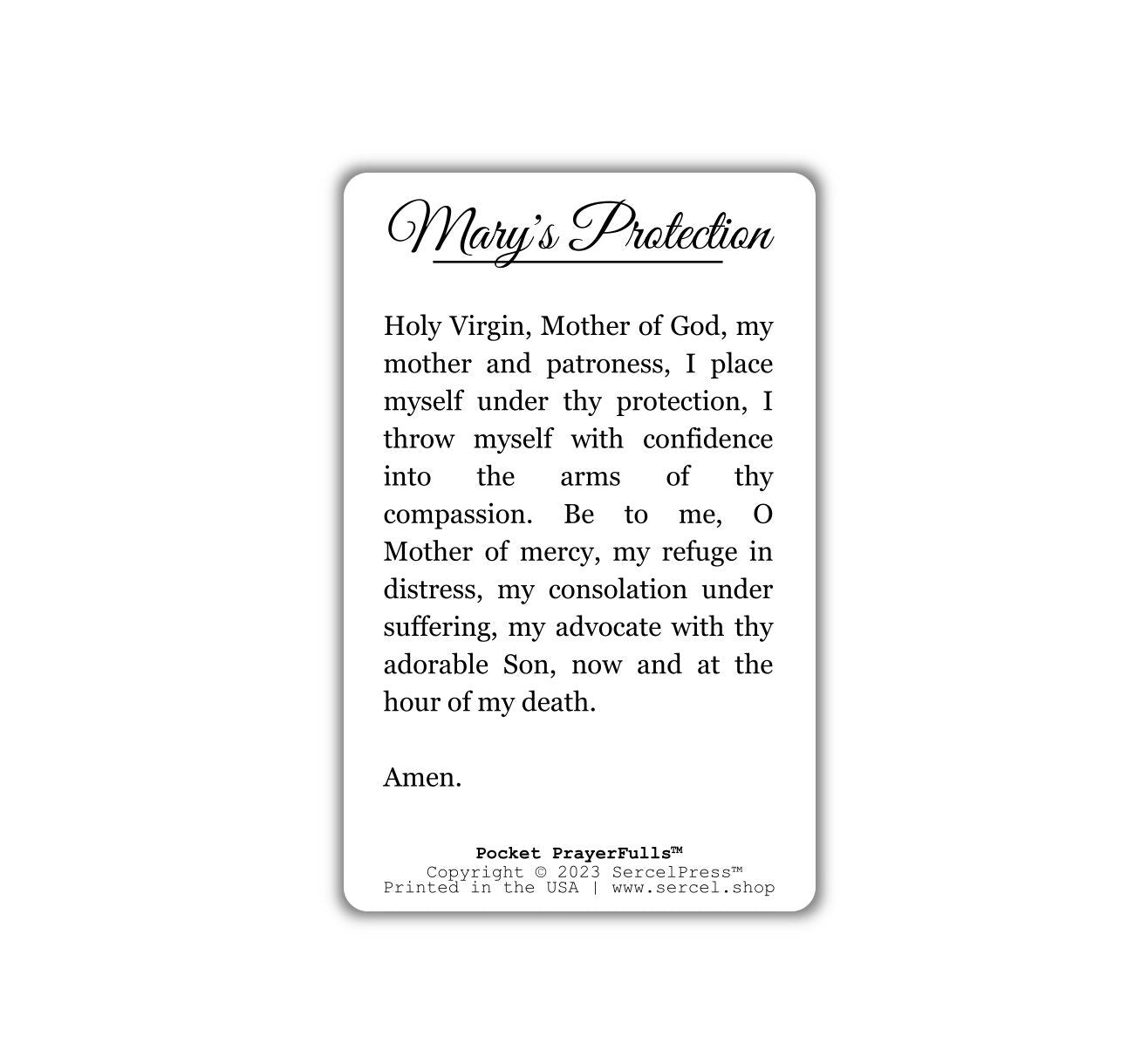 Prayer for Mary's Protection: Pocket PrayerFulls™ | Durable Wallet Prayer Cards | Catholic Prayers