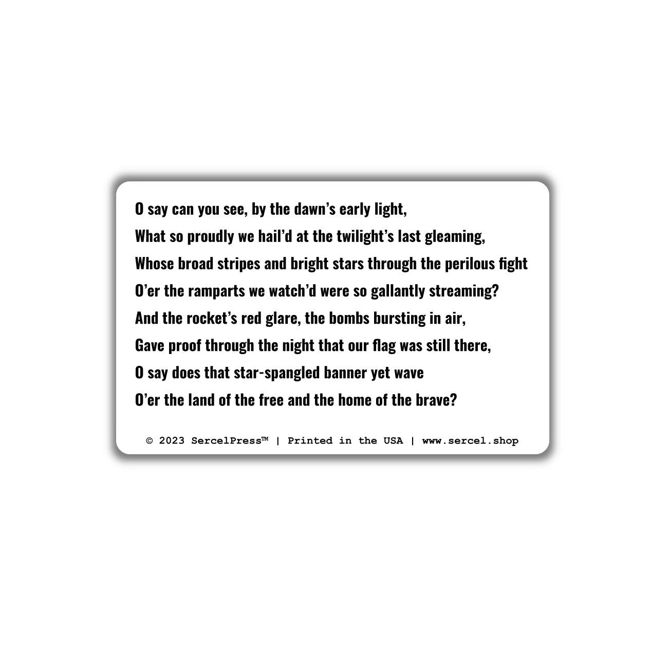 The National Anthem | The Star-Spangled Banner | Durable Wallet Patriot Card | 4th of July | Independence Day | United States of America