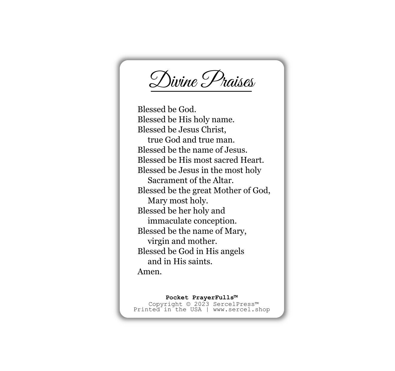 Divine Praises: Pocket PrayerFulls™ | Durable Wallet Prayer Cards | Catholic Prayer