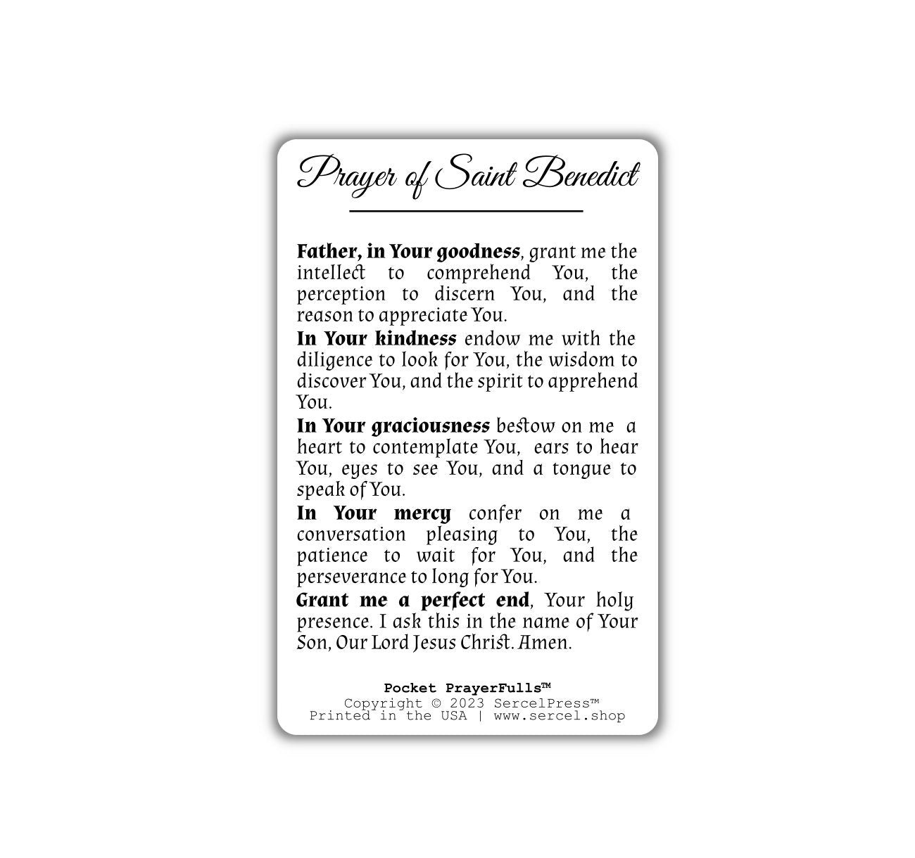 Prayer of Saint Benedict: Pocket PrayerFulls™ | Durable Wallet Prayer Cards | Catholic Prayers
