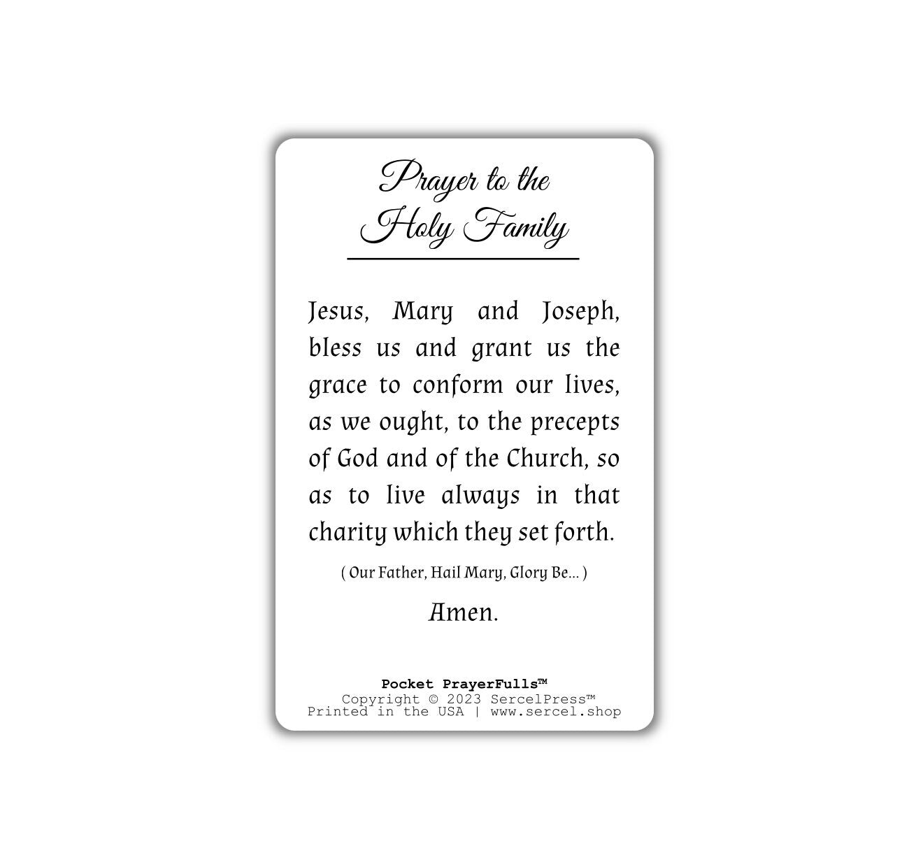 Prayer to the Holy Family: Pocket PrayerFulls™ | Durable Wallet Prayer Cards | Catholic Prayers
