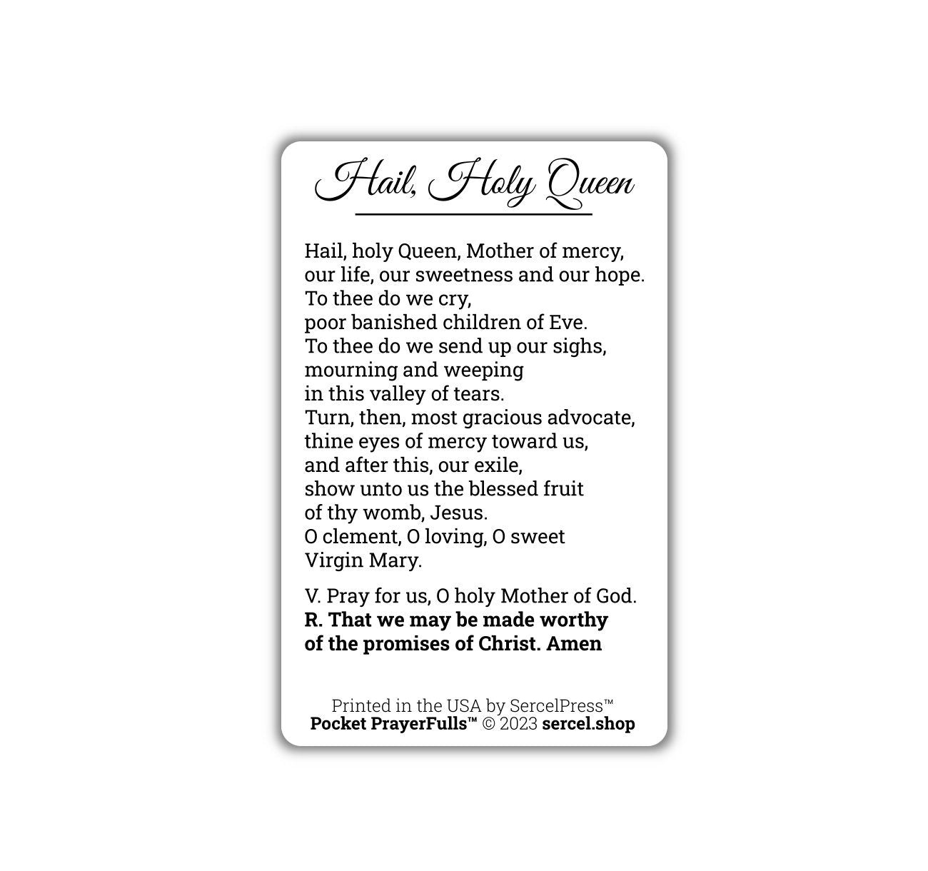 Hail, Holy Queen | Pocket PrayerFulls™ | Uncompromising Holy Cards — Built to Last. Backed for Life