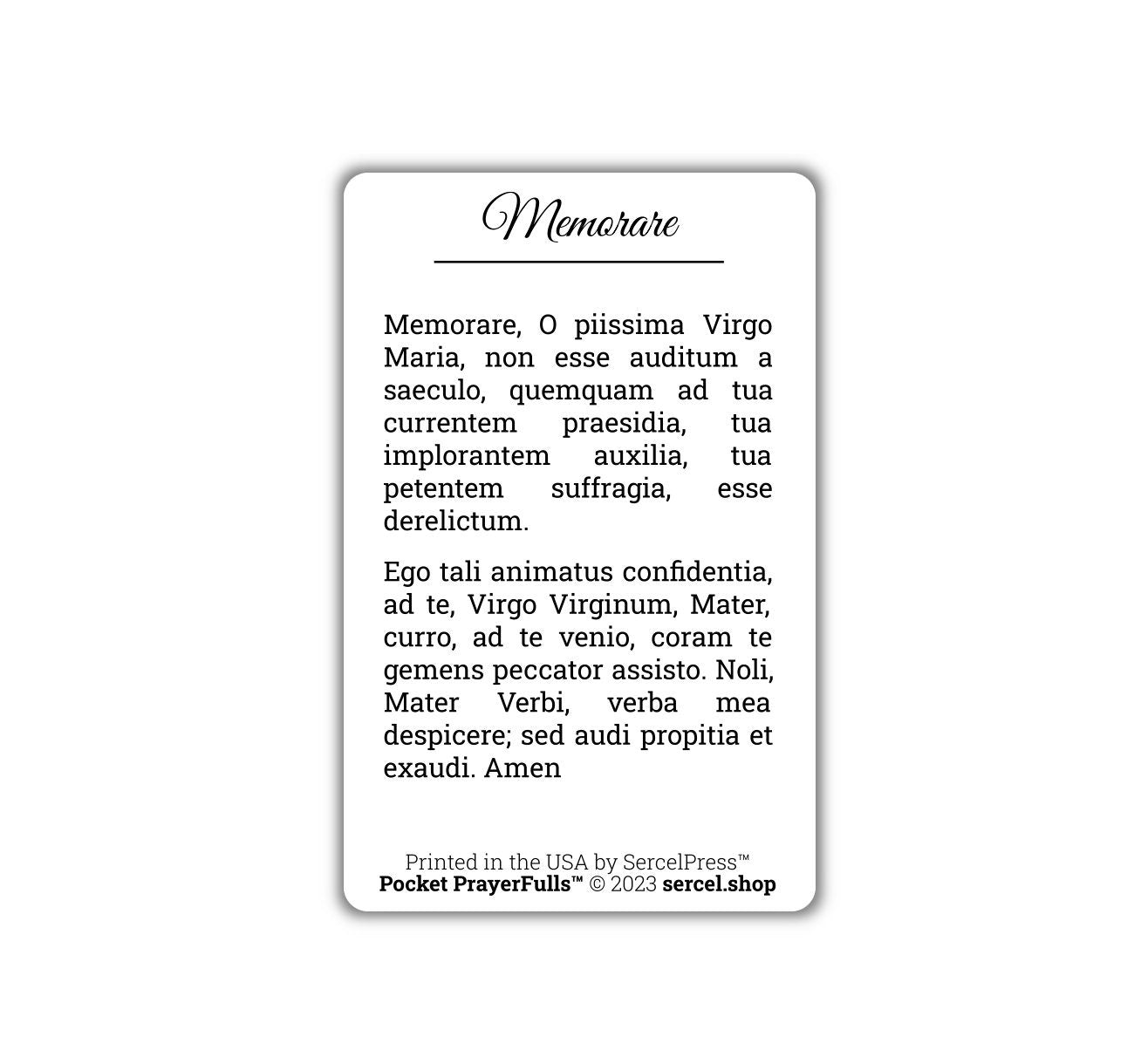 Memorare in Latin: Pocket PrayerFulls™ | Durable Wallet Prayer Cards | Catholic Prayers