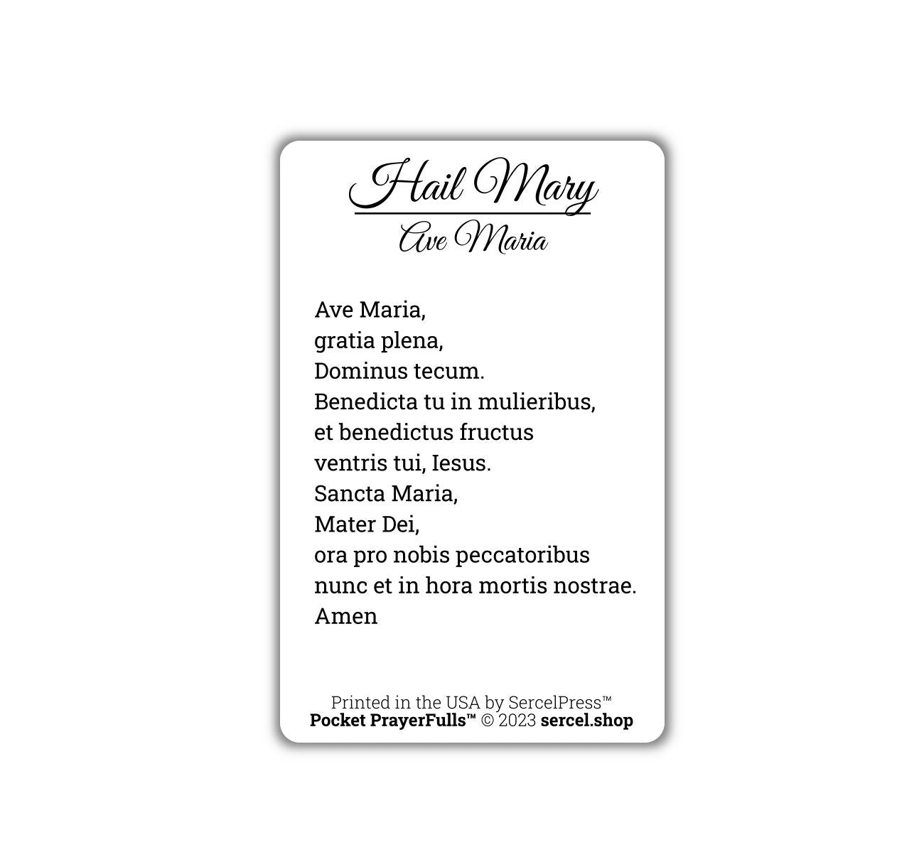 Hail Mary in Latin / Ave Maria: Pocket PrayerFulls™ | Durable Wallet Prayer Cards | Catholic Prayers