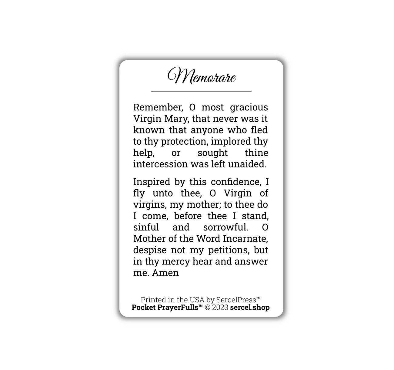 Memorare: Pocket PrayerFulls™ | Durable Wallet Prayer Cards | Catholic Prayers