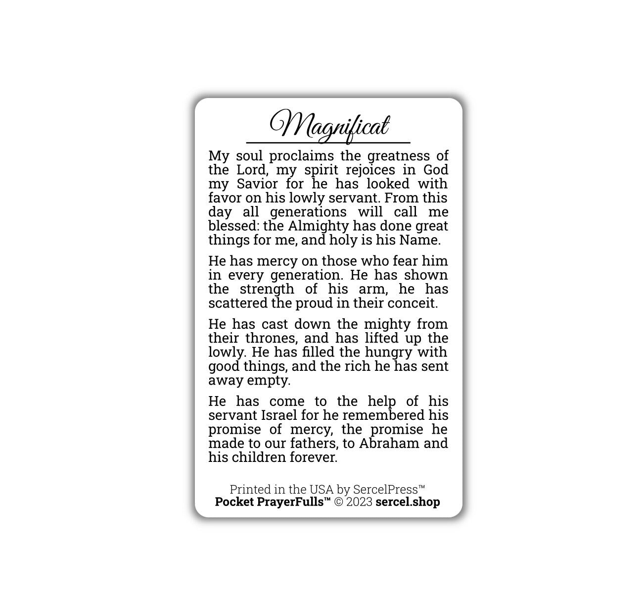Magnificat, My Soul Proclaims the Greatness of the Lord: Pocket PrayerFulls™ | Durable Wallet Prayer Cards | Catholic Prayers