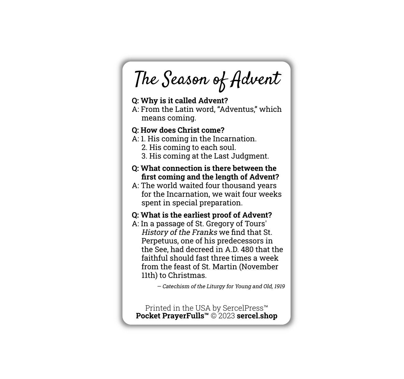Season of Advent Explained: Pocket PrayerFulls™ | Durable Wallet Holy Cards | Catholic Seasons