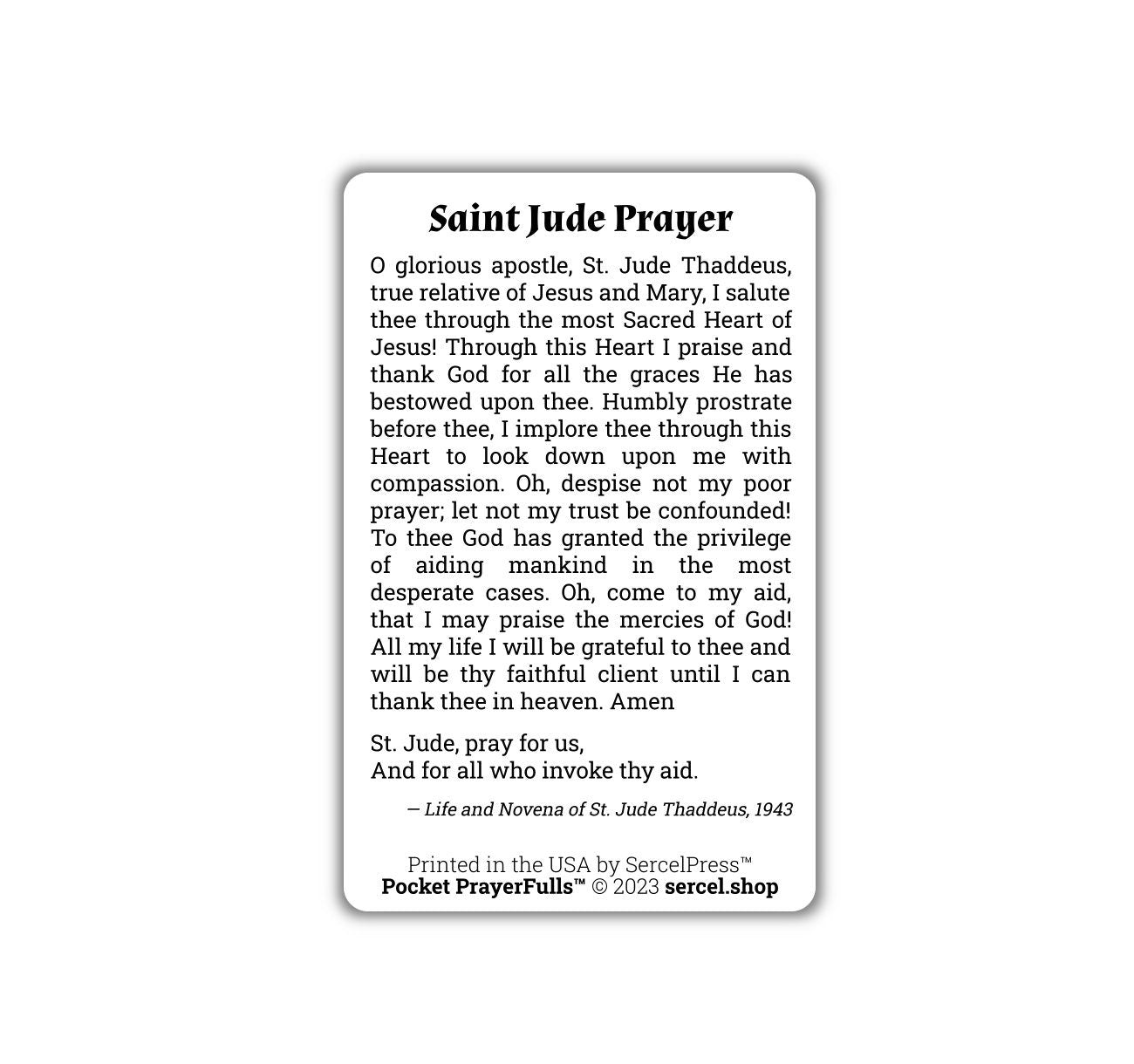 Saint Jude Thaddeus, Novena Prayer for Desperate Cases: Pocket PrayerFulls™ | Durable Wallet Prayer Cards | Catholic Saints