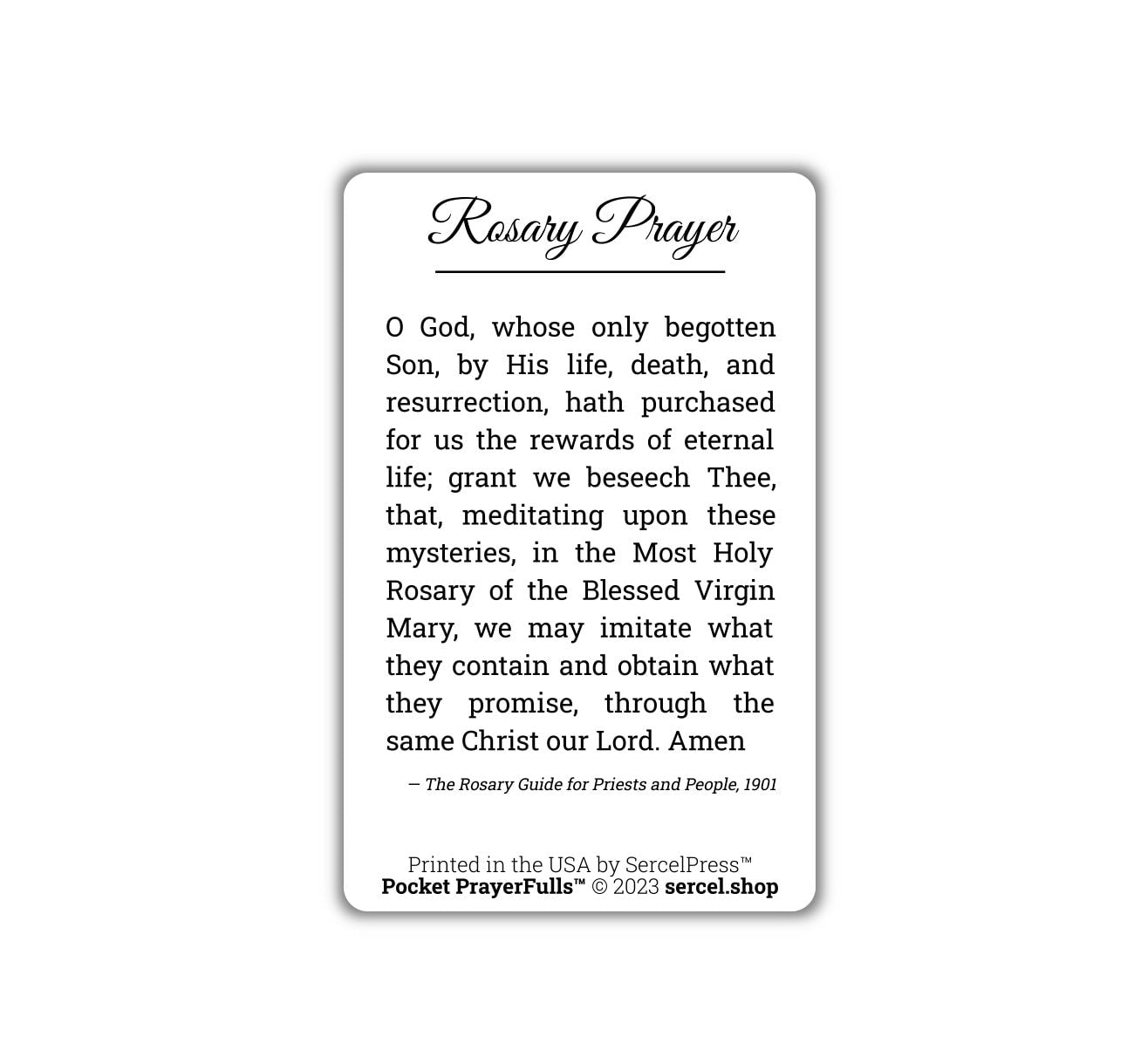 Rosary Prayer: Pocket PrayerFulls™ | Durable Wallet Prayer Cards | Catholic Prayers