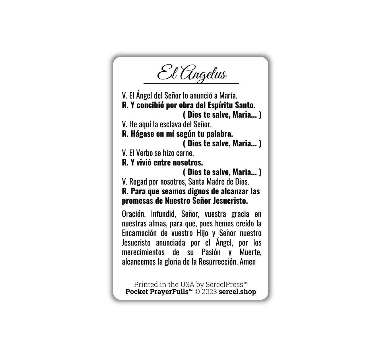 The Angelus in Spanish / El Angelus: Pocket PrayerFulls™ | Durable Wallet Prayer Cards | Catholic