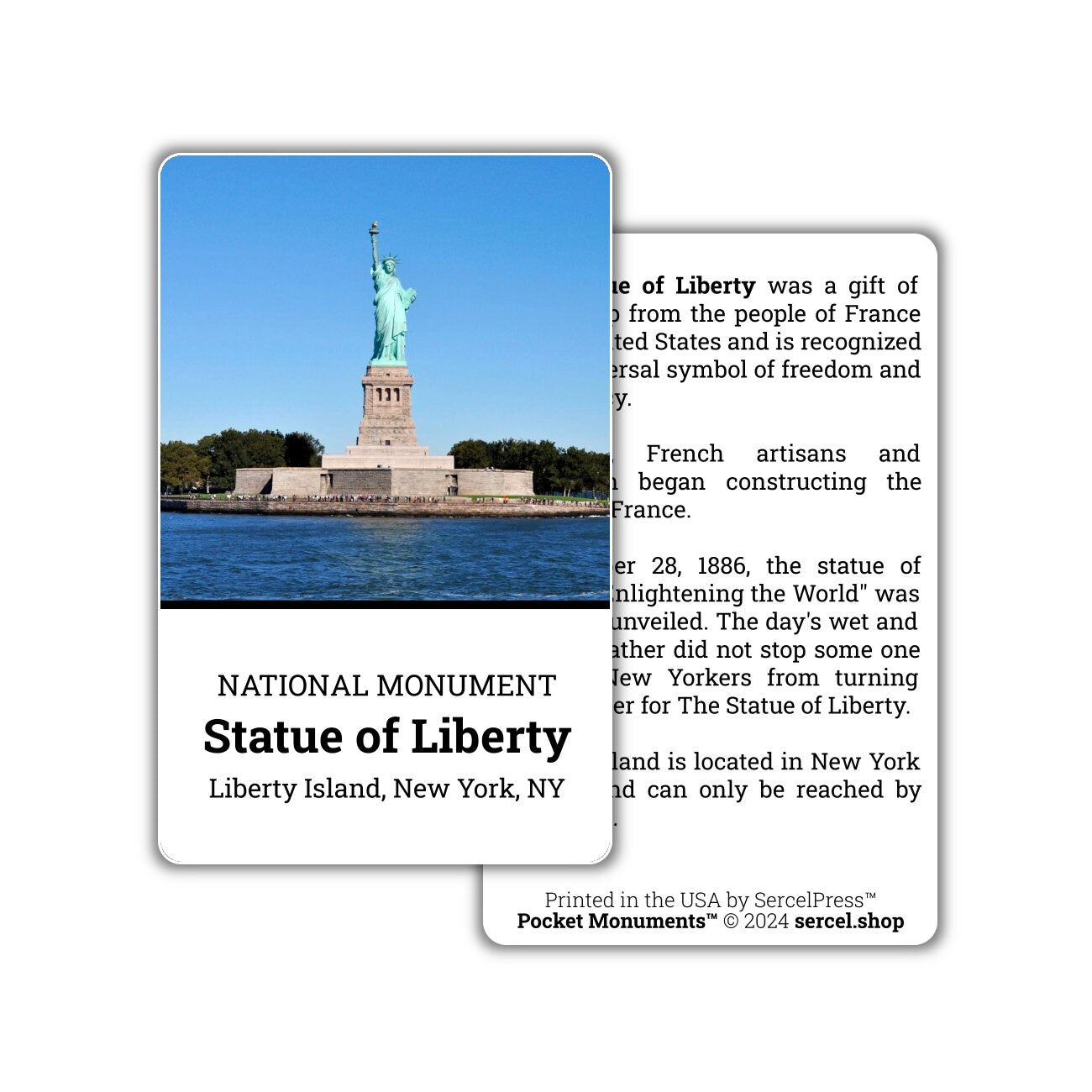 Statue of Liberty | National Monument | Durable Wallet Souvenir Card | United States of America