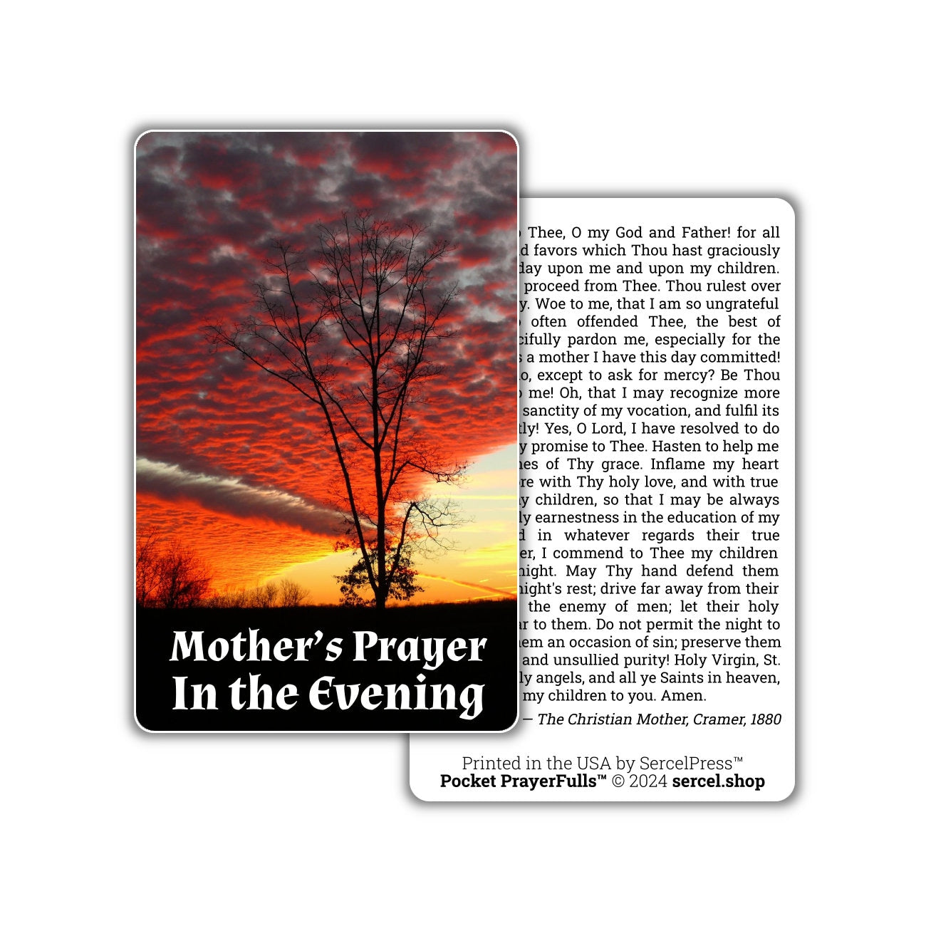Mother's Prayer in the Evening: Pocket PrayerFulls™ | Durable Wallet Prayer Cards | Catholic Prayers