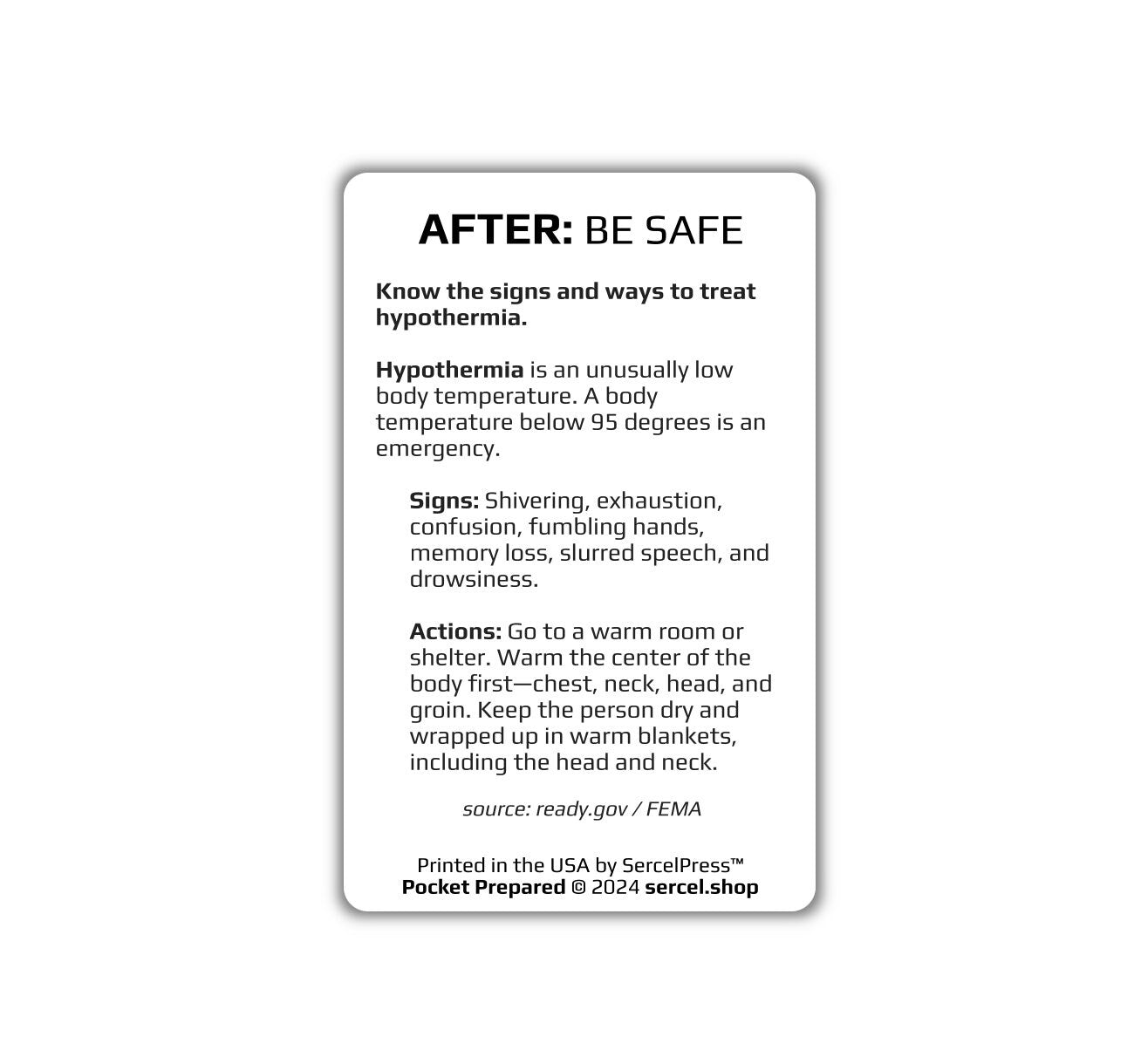 How to Survive an Avalanche | Pocket Prepared | Durable Wallet Emergency Response Card