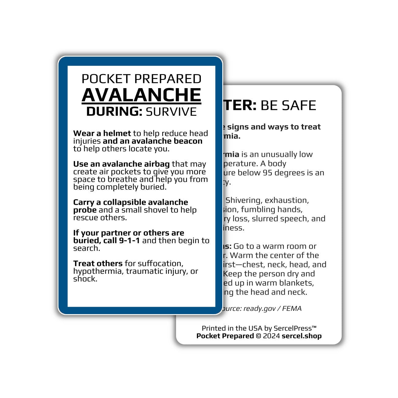 How to Survive an Avalanche | Pocket Prepared | Durable Wallet Emergency Response Card