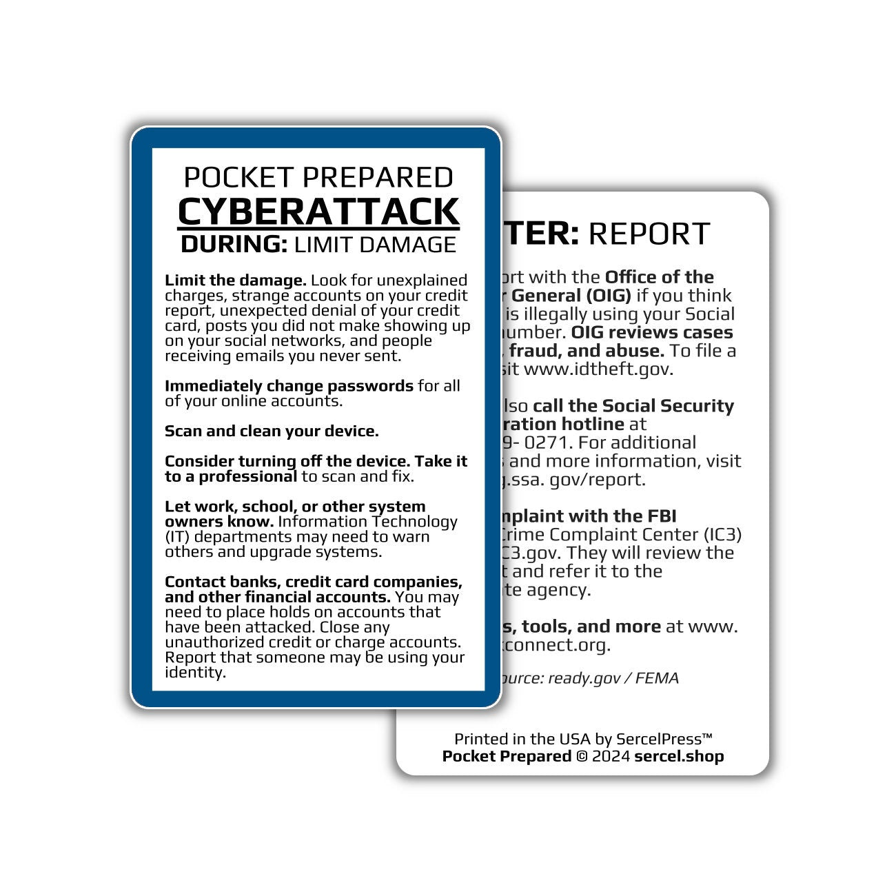 How to Survive a Cyber Attack | Pocket Prepared | Durable Wallet Emergency Response Card