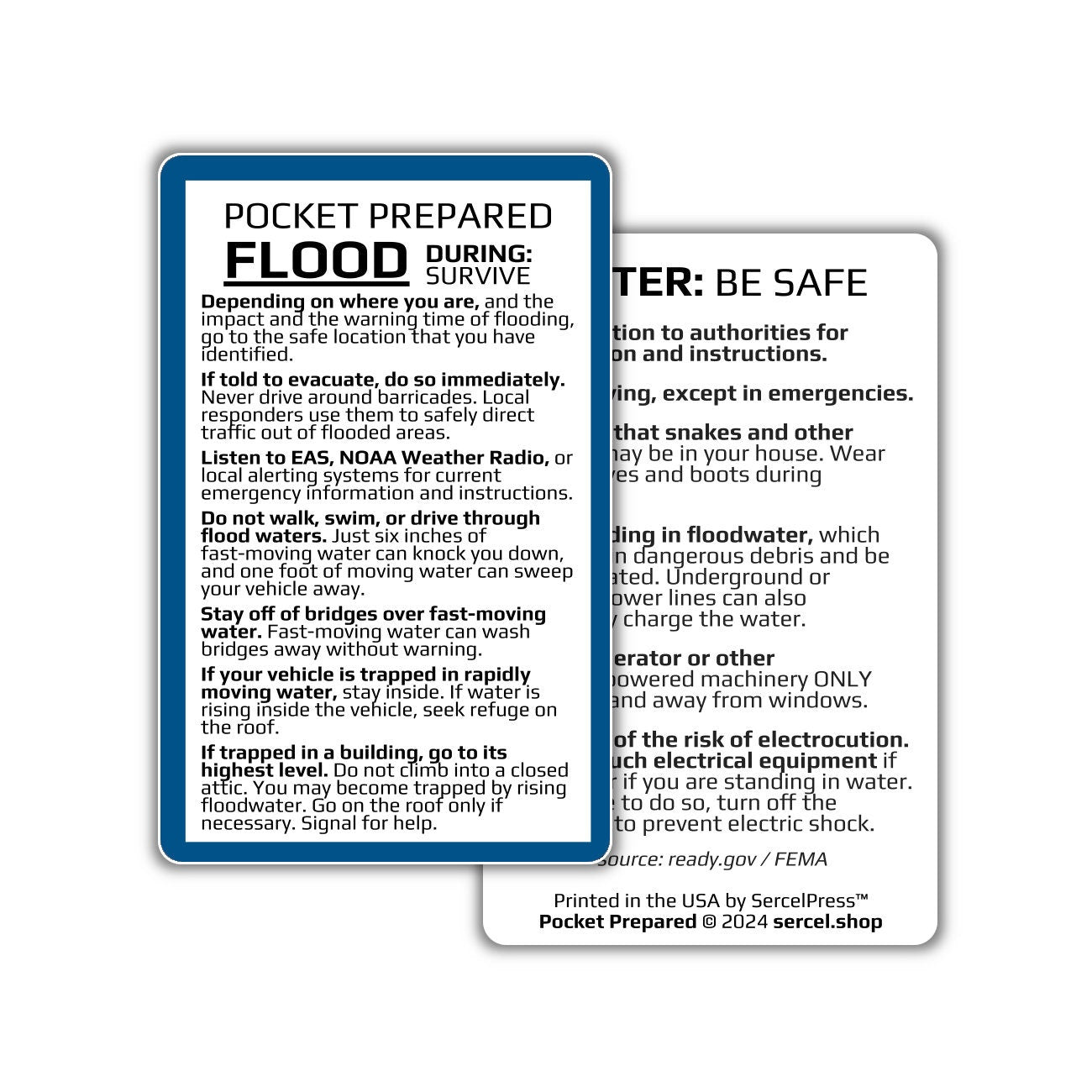 How to Survive a Flood | Pocket Prepared | Durable Wallet Emergency Response Card