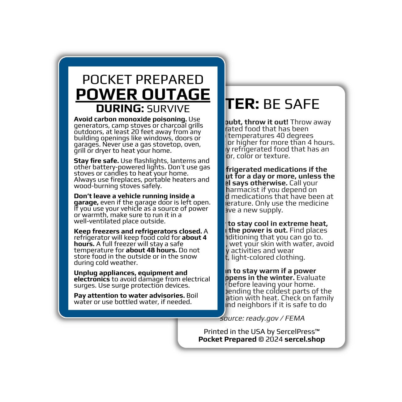 How to Survive a Power Outage | Pocket Prepared | Durable Wallet Emergency Response Card