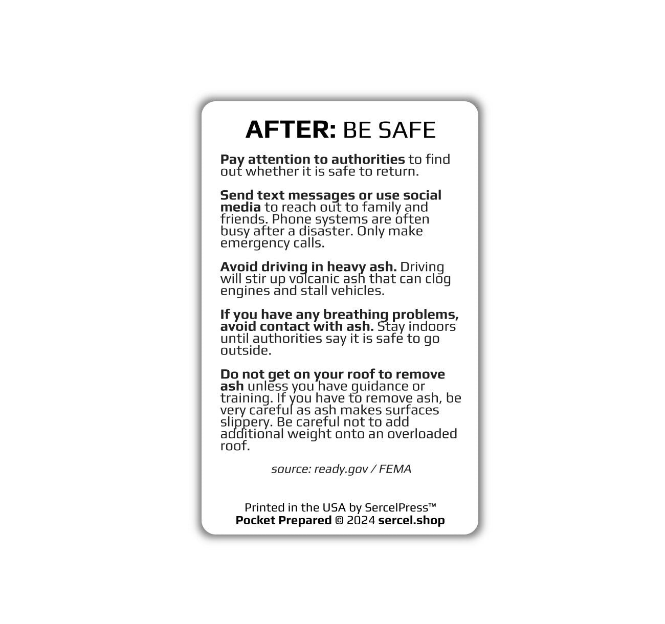 How to Survive a Volcano | Pocket Prepared | Durable Wallet Emergency Response Card