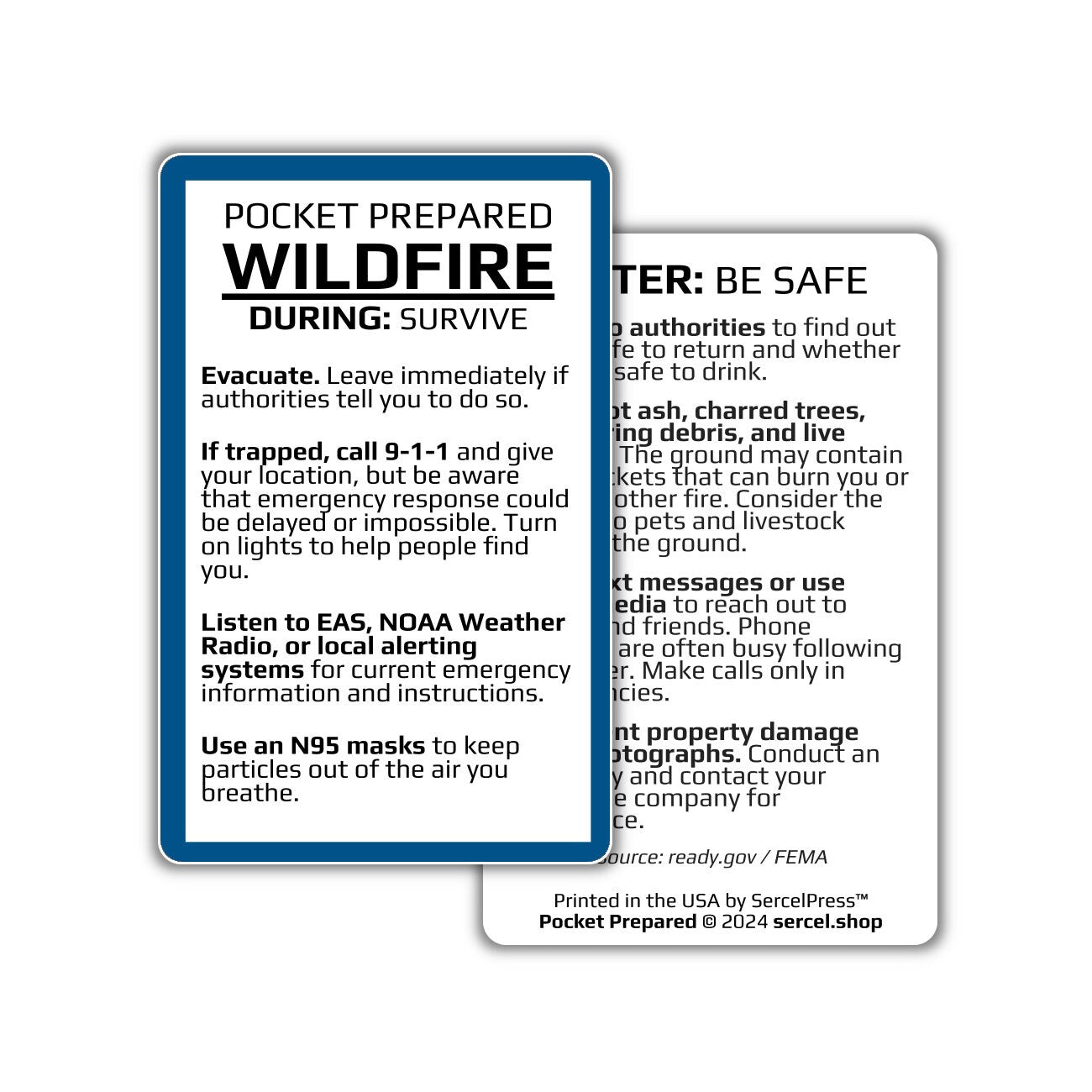 How to Survive a Wildfire | Pocket Prepared | Durable Wallet Emergency Response Card