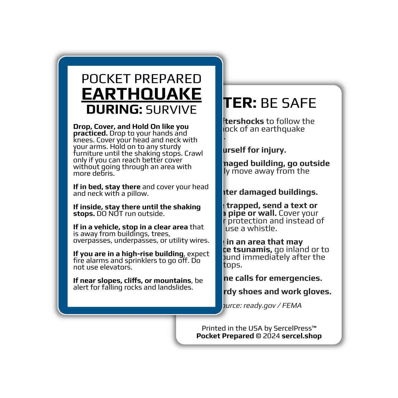 How to Survive an Earthquake | Pocket Prepared | Durable Wallet Emergency Response Card