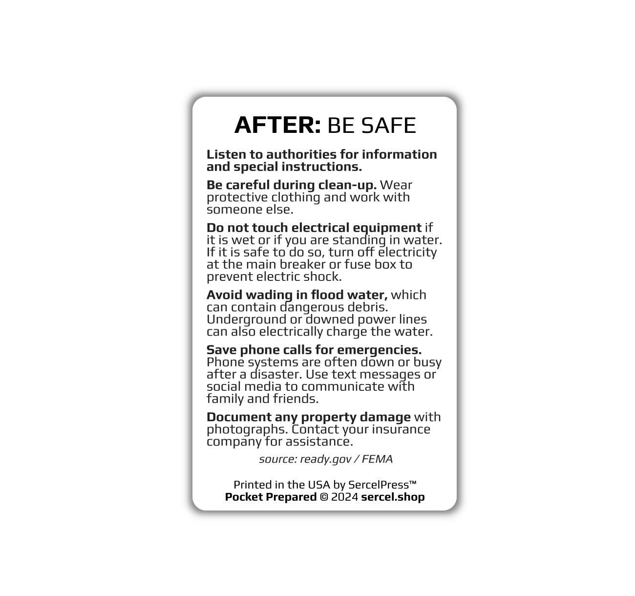 How to Survive a Hurricane | Pocket Prepared | Durable Wallet Emergency Response Card