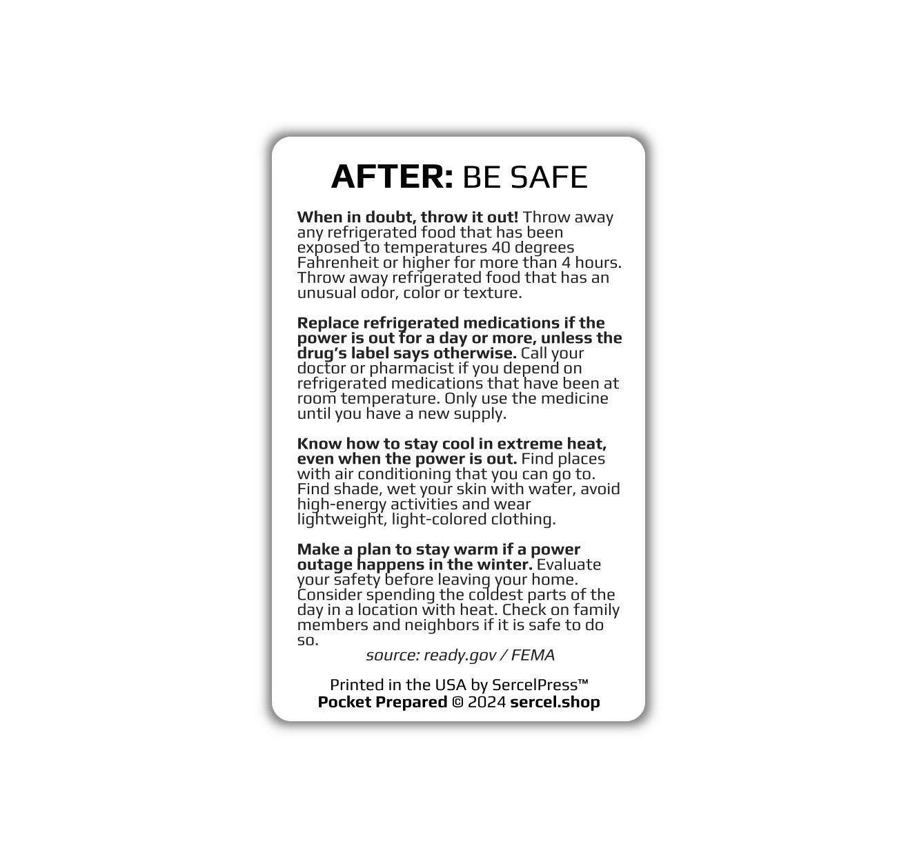 How to Survive a Power Outage | Pocket Prepared | Durable Wallet Emergency Response Card