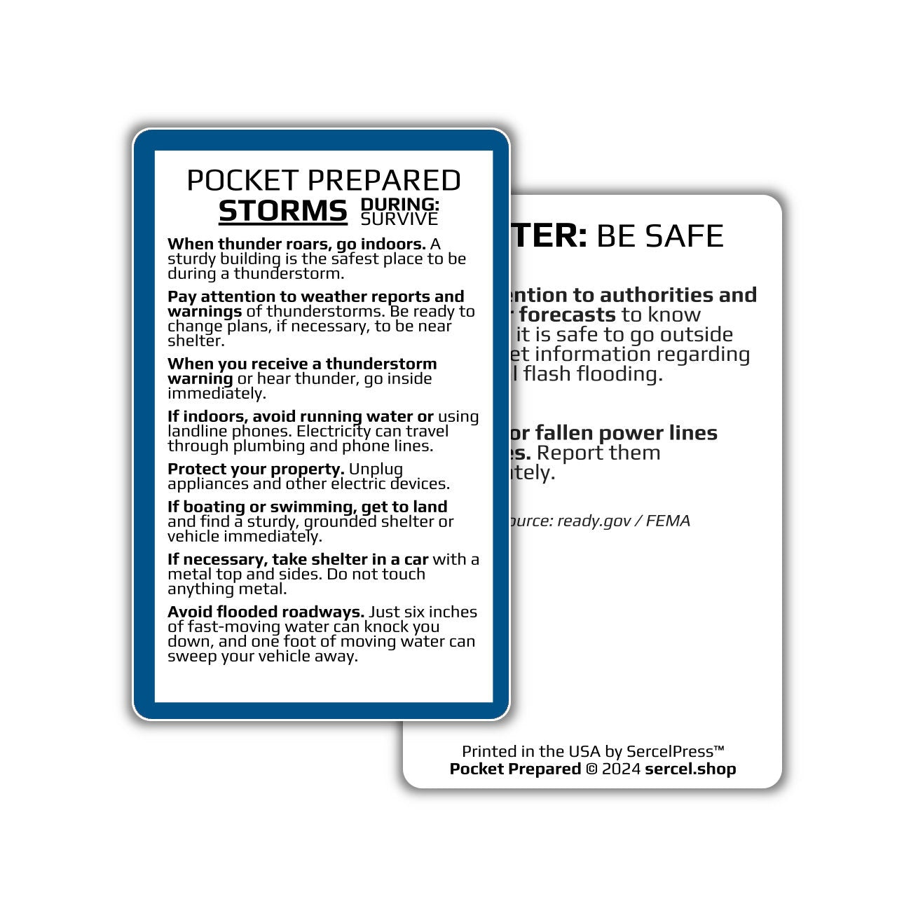 How to Survive a Thunderstorm | Pocket Prepared | Durable Wallet Emergency Response Card