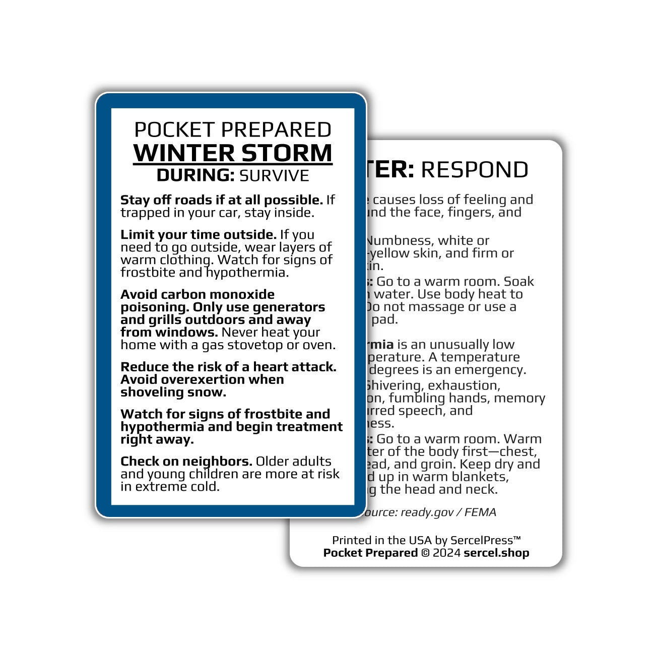 How to Survive a Winter Storm | Pocket Prepared | Durable Wallet Emergency Response Card