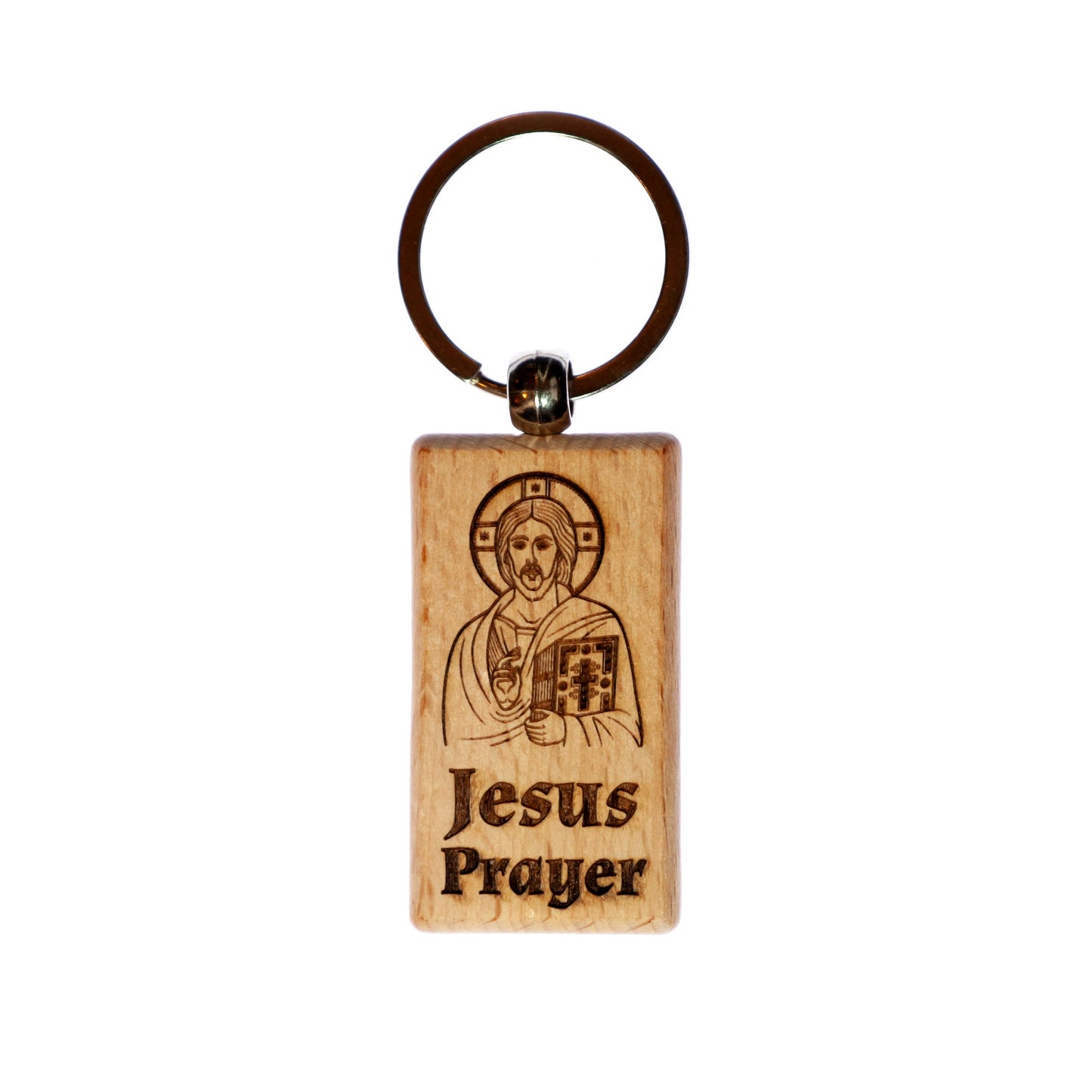 Jesus Prayer, Solid Wood Keychain, Engraved in the USA, Traditional Catholic Prayer