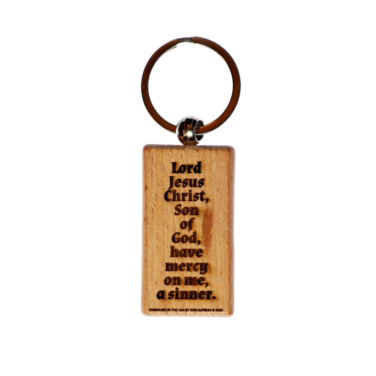 Jesus Prayer, Solid Wood Keychain, Engraved in the USA, Traditional Catholic Prayer