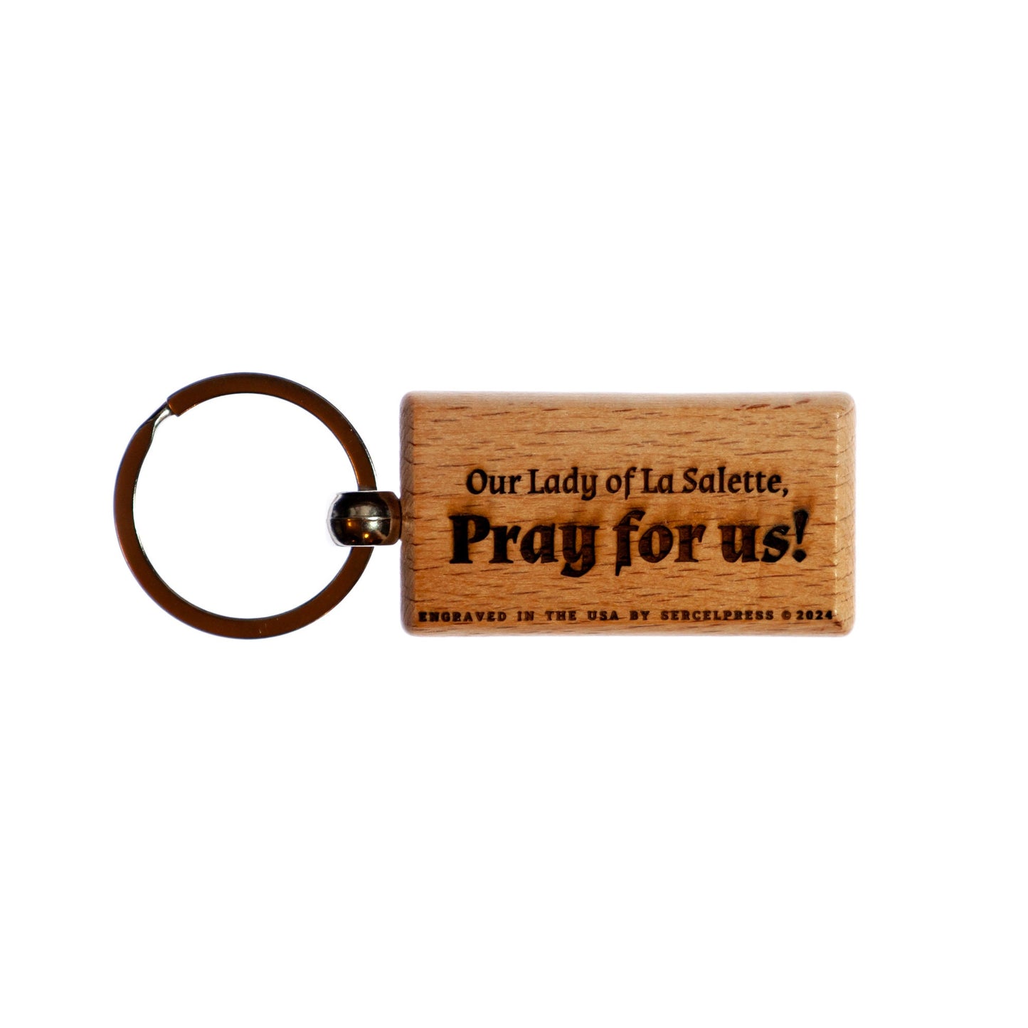Our Lady of La Salette, Hand-Colored, Solid Wood Keychain, Engraved in the USA, Catholic