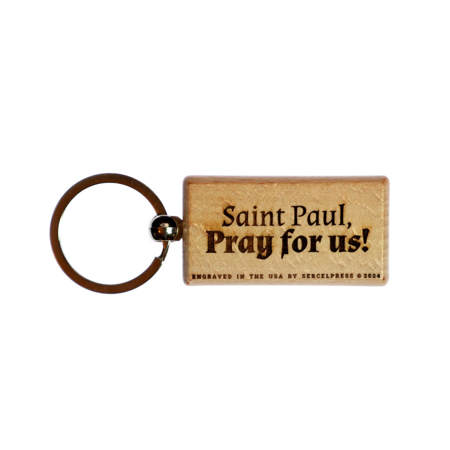 Saint Paul, Hand-Colored, Solid Wood Keychain, Engraved in the USA
