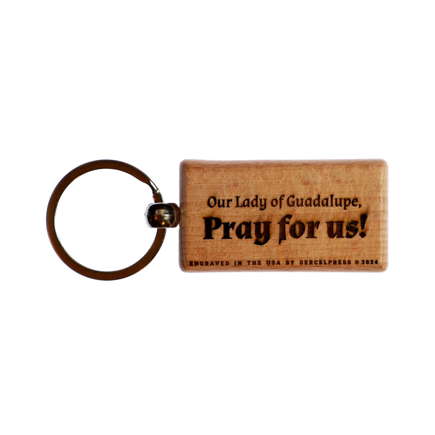 Our Lady of Guadalupe, Solid Wood Keychain, Engraved in the USA, Catholic
