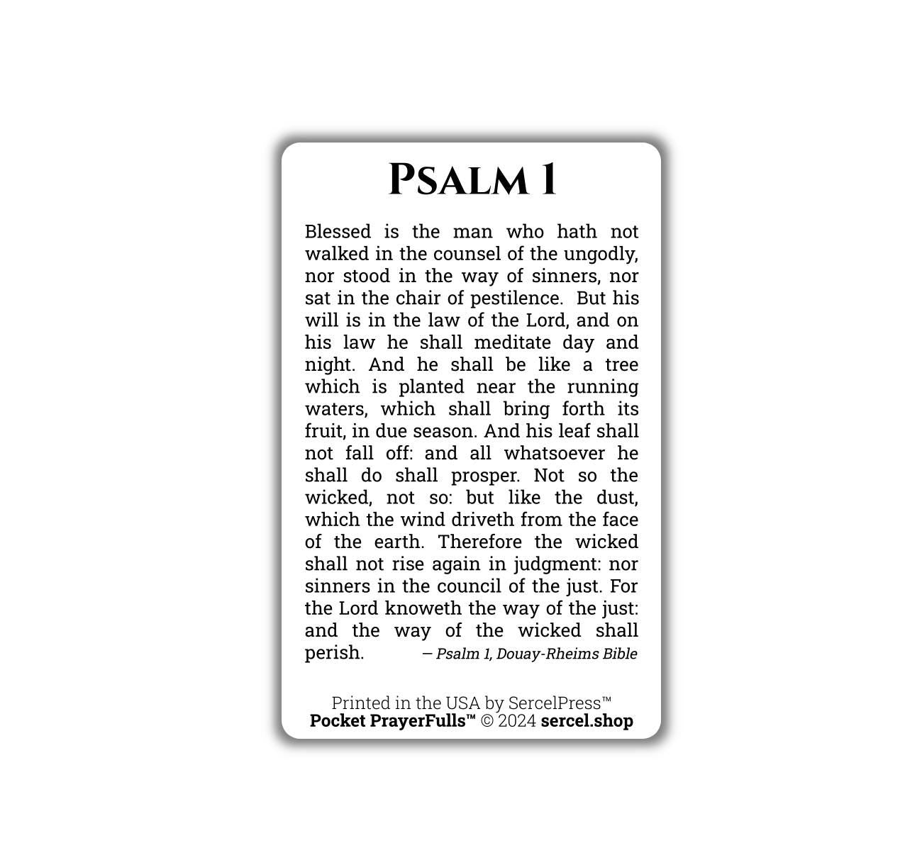 Psalm 1: Pocket PrayerFulls™ | Durable Wallet Holy Cards | Holy Bible | Douay-Rheims | Scripture | Psalms