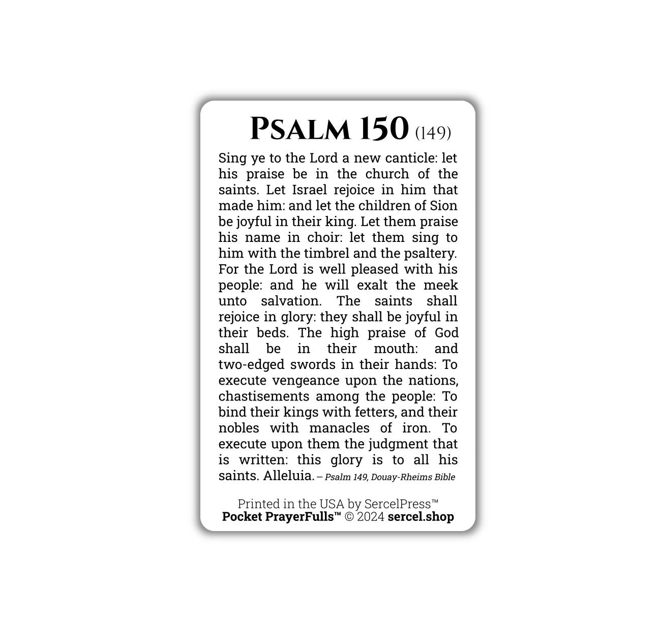 Psalm 150: Pocket PrayerFulls™ | Durable Wallet Holy Cards | Holy Bible | Douay-Rheims | Scripture | Psalms