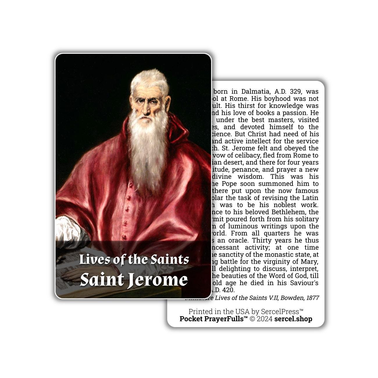 Saint Jerome, Lives of the Saints: Pocket PrayerFulls™ | Durable Wallet Holy Cards | Catholic Saints
