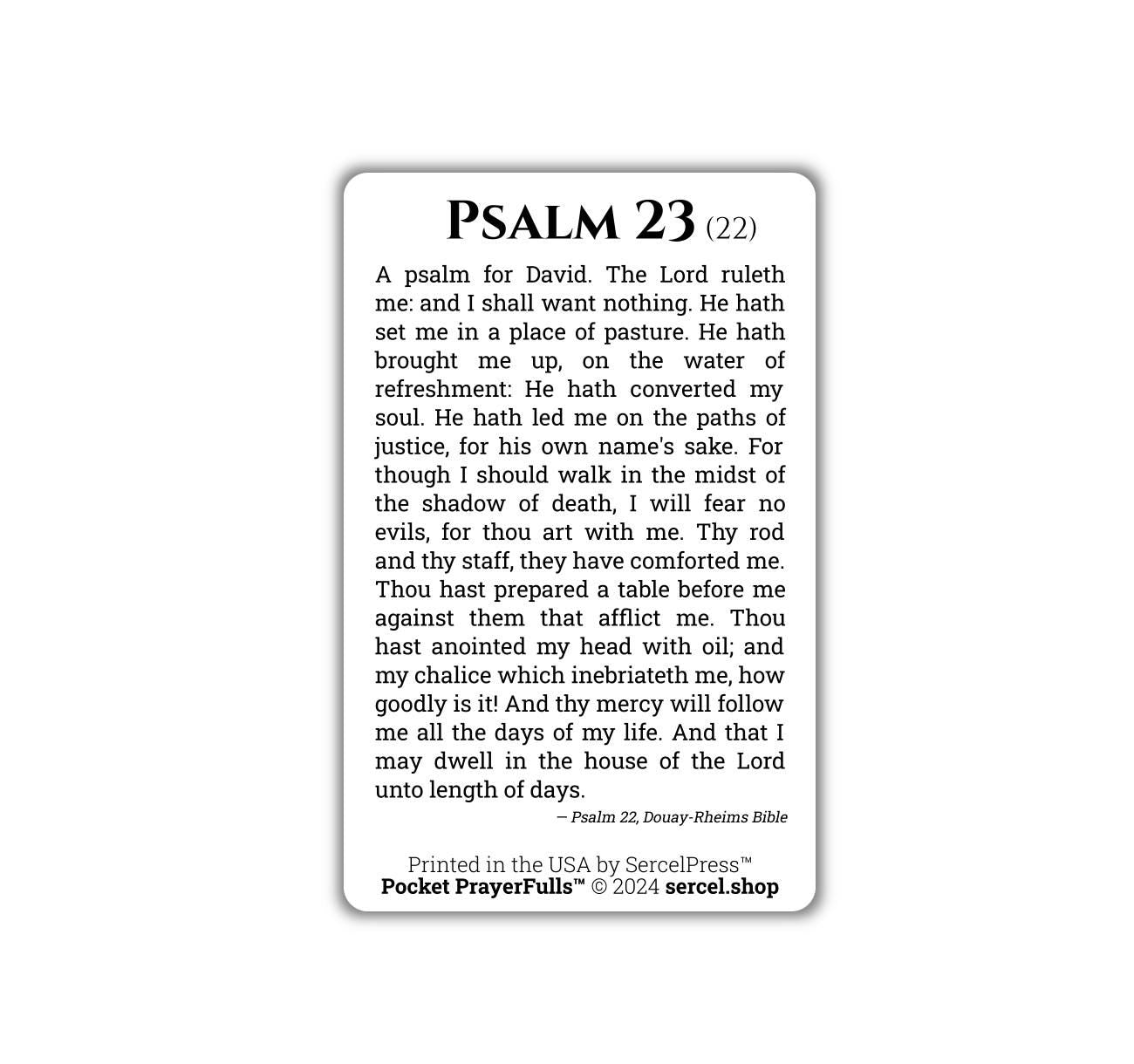 Psalm 23: Pocket PrayerFulls™ | Durable Wallet Holy Cards | Holy Bible | Douay-Rheims | Scripture | Psalms