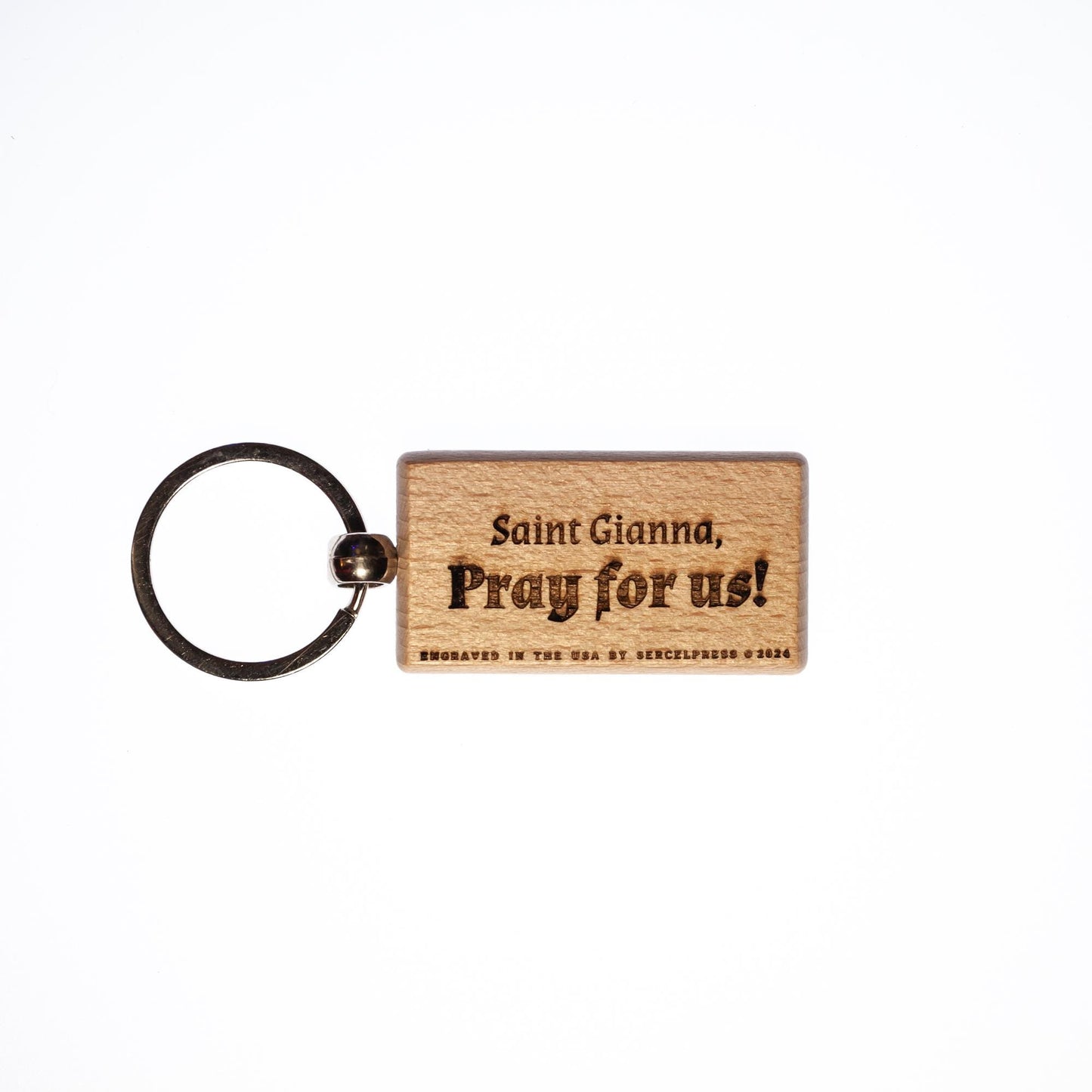 Saint Gianna Beretta Molla, Solid Wood Keychain, Engraved in the USA, Catholic