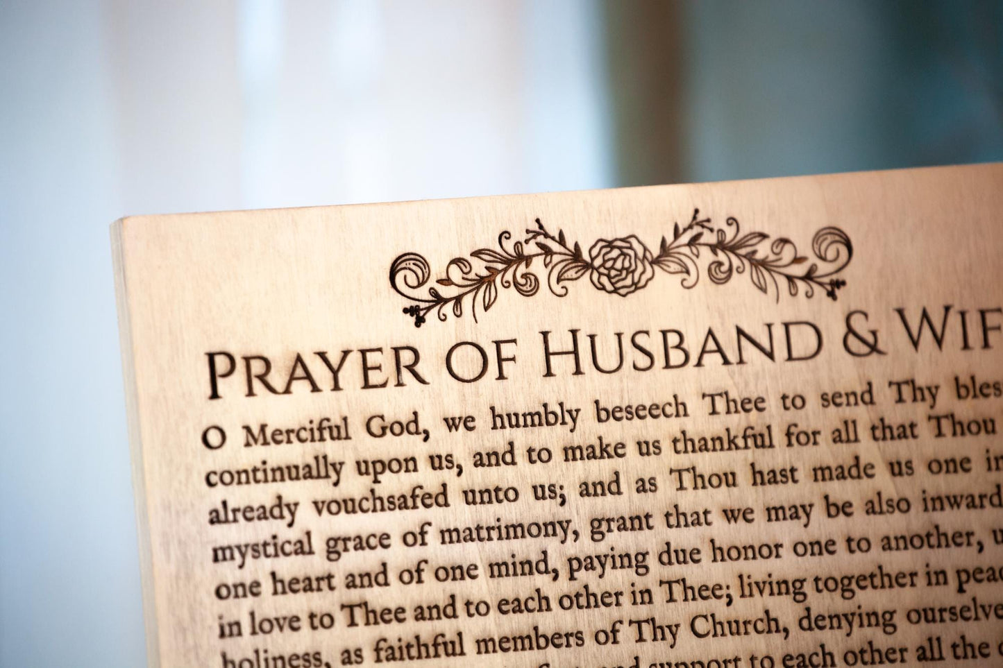 Prayer of Husband and Wife, 8x10 inch Laser-Engraved Wood Wall Art | Engraved in the USA | Catholic Living