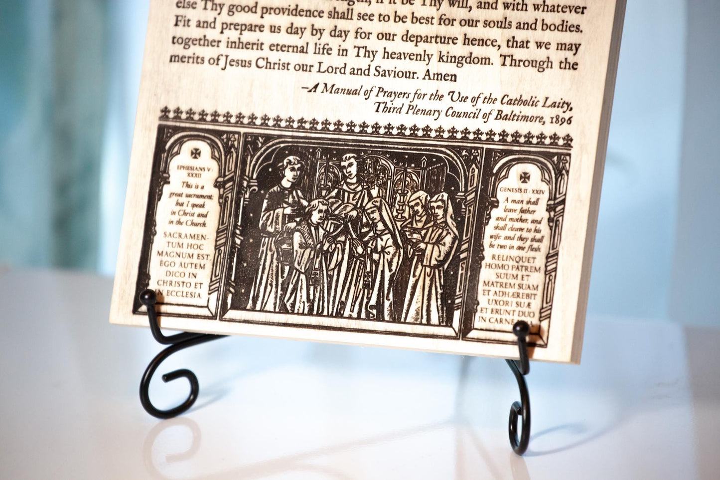 Prayer of Husband and Wife, 8x10 inch Laser-Engraved Wood Wall Art | Engraved in the USA | Catholic Living