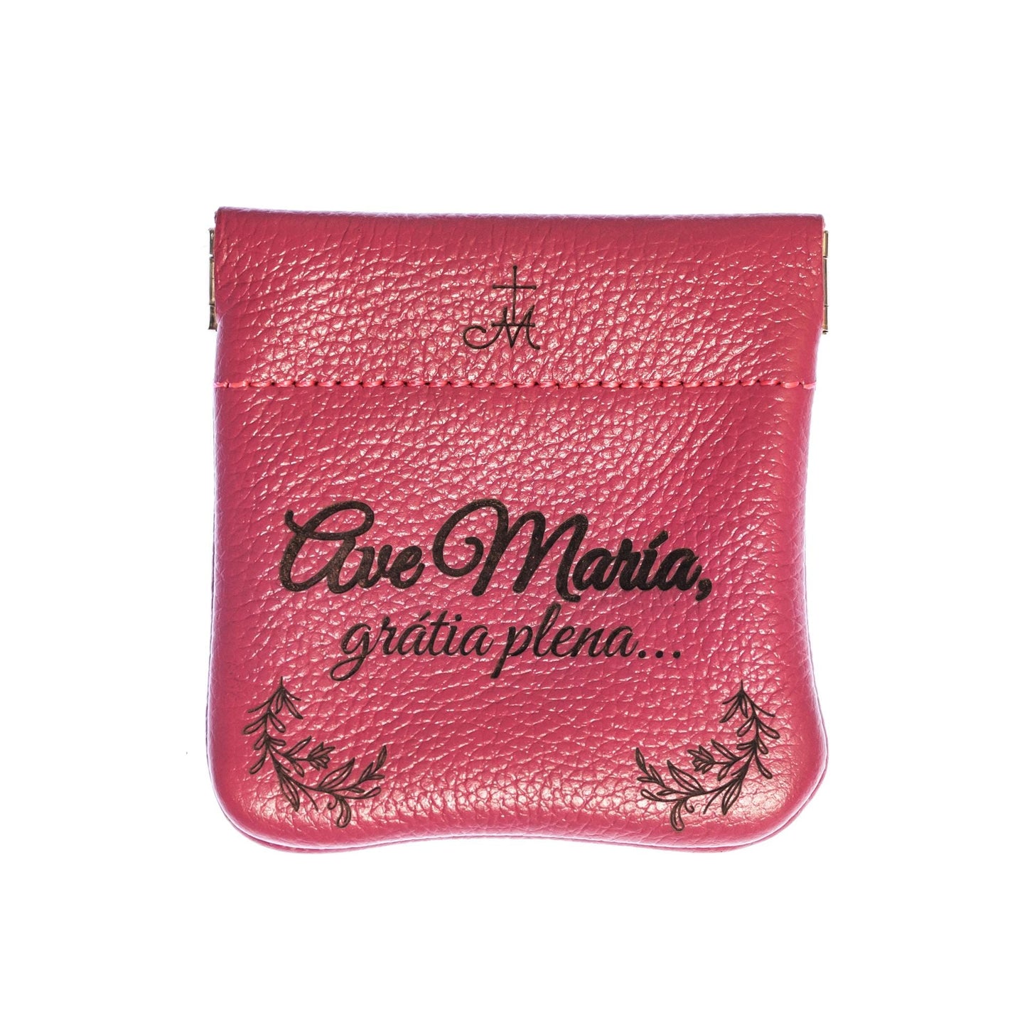 Ave Maria, Gratia Plena, Genuine Leather Engraved Rosary Pouch, Handmade in the USA, Catholic