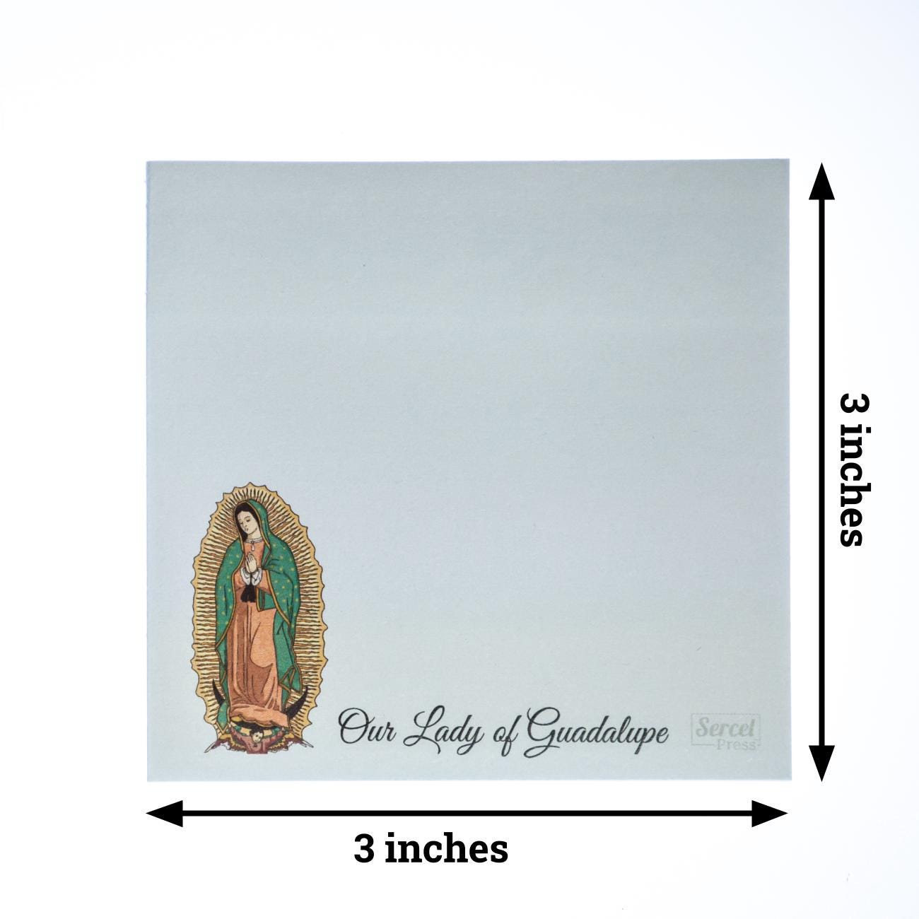 Our Lady of Guadalupe Sticky Notes, 3x3", Pale Blue, 25 Sheets, Made in the USA, Catholic