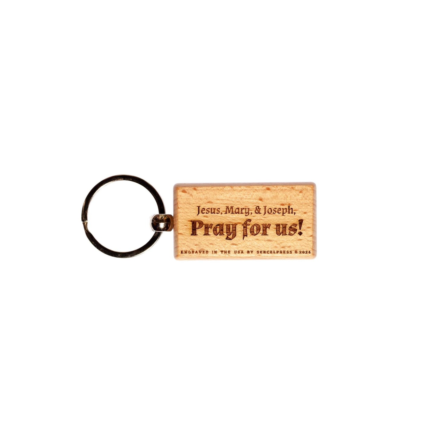 Jesus the Good Shepherd, Hand-Colored, Solid Wood Keychain, Engraved in the USA, Catholic