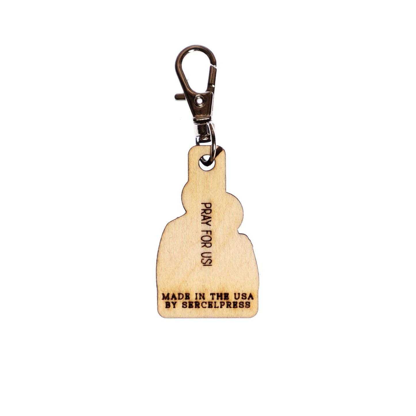 Holy Family of Jesus, Mary, & Joseph Engraved Wood Keychain with Clip for Keys, Backpack, Purse, or Bag, Made in the USA, Catholic