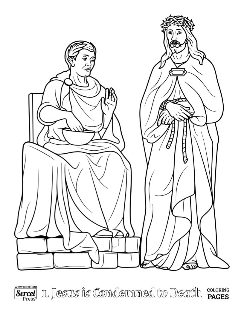 Printable Catholic Coloring Book, Stations of the Cross, 14 Pages, Instant PDF Download and Print, Catholic Education, Homeschool