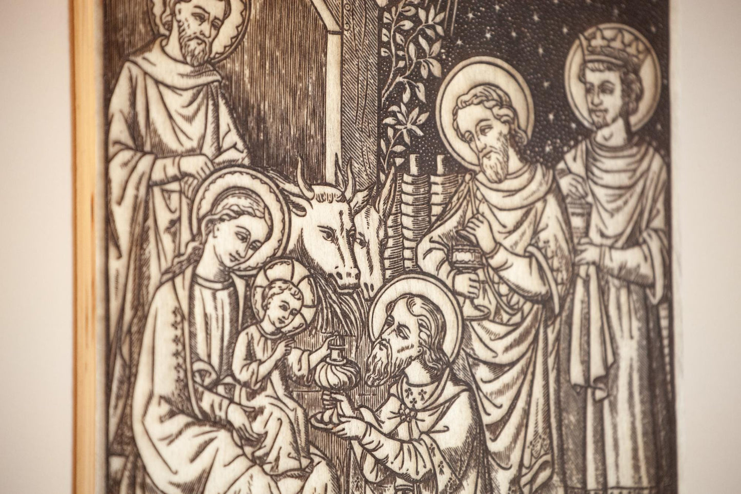 Three Wise Men, Epiphany, Nativity, Christmas, Laser-Engraved Wood Panel Art, 8" x 10" | Engraved in the USA